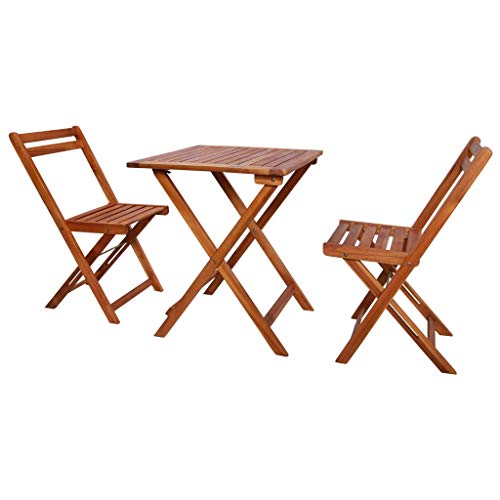 yorten Bistro 3 TLG. Klapptisch Stuhl Holztisch Stuhl Gartengruppe 1 Tisch 2 Klappstühle Akazie für oder Terrasse