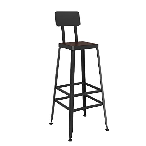 OKEZZI Barhocker, Massivholz, europäischer Barhocker aus Schmiedeeisen, moderner, minimalistischer Stuhl, hoher Hocker, A, 40 cm x 65 cm (A 40 cm x 65 cm)