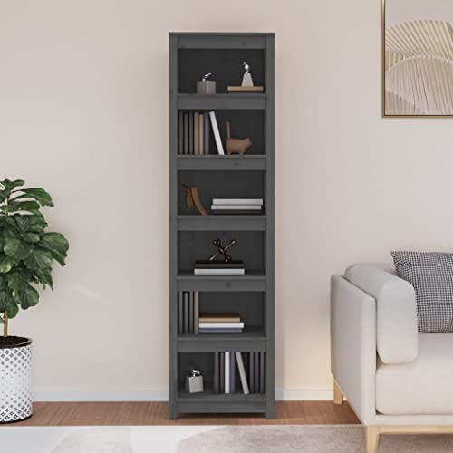 DCRAF Möbelset Bücherschrank grau 50x35x183 cm Massivholz Kiefer