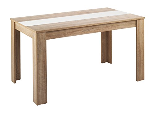 HOMEXPERTS Esstisch NICO / Küchentisch 160 cm / Esszimmertisch / Tisch in Sonoma Holz Eichen-Optik hell-braun / Wendeplatte in der Mitte wahlweise Schwarz oder Weiß / 160 x 90 x 75 cm (L x B x H)
