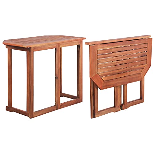 Susany Balkontisch Garten-Esstisch Outdoor Esszimmertisch Klappbar Gartentisch Holz Tisch Bistrotisch Massives Akazienholz Braun 90 x 50 x 75 cm