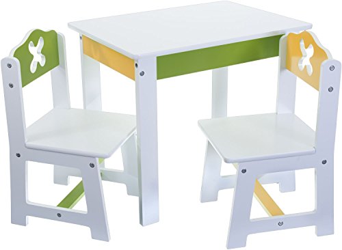 Bieco Frühling aus Holz, 3er Set | Sitzgruppe Kinder | mit Stühle | Spieltisch Baby | Holz | Safety 1st | Kinderstuhl und Tisch | Sitzhocker Kinder