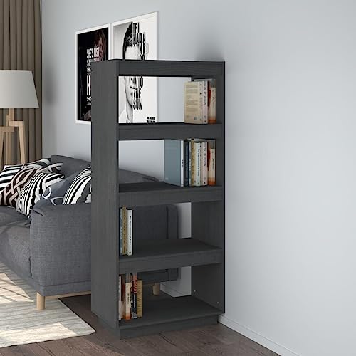 UTSRABFA Bookshelf Sideboard Würfelregal Industrial Regal Aktenregal Bücherregal/Raumteiler Grau 60x35x135 cm Massivholz Kiefer Geeignet für Arbeitszimmer, Wohnzimmer, Büro, Schlafzimmer