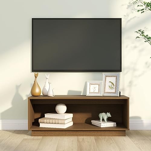 Youuihom TV-Schrank Aufbewahrungsschrank Wohnzimmer-TV-Schrank Sideboard Honigbraun 90x35x35 cm Massivholz Kiefer Geeignet für Wohnungen, Wohnzimmer, Eingangshallen