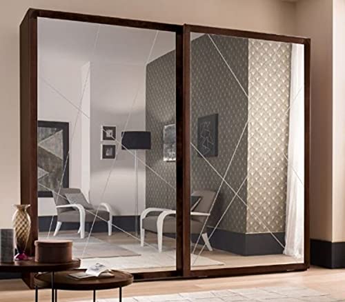 Casa Padrino Luxus Schlafzimmerschrank Braun 295 x 67 x H. 250 cm - Massivholz Kleiderschrank mit 2 Schiebetüren - Schlafzimmer Möbel - Luxus Qualität - Made in Italy