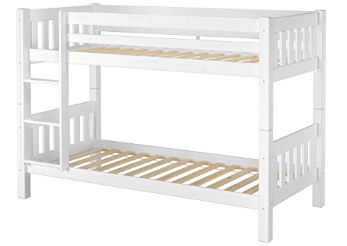 Erst-Holz® Schönes Kinderstockbett Kiefer Massivholz weiß 90x200cm Kinderzimmer Etagenbett Rollrost 60.06-09W