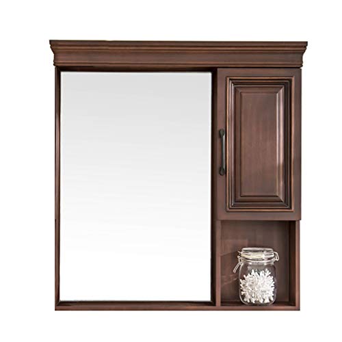 Spiegelschränke Badezimmermöbel Badmöbel aus Massivholz 70 80cm versteckter Spiegel for Badezimmer Schließfach Stauschrank Badspiegel (Color : A, Size : 80 * 15 * 80cm)