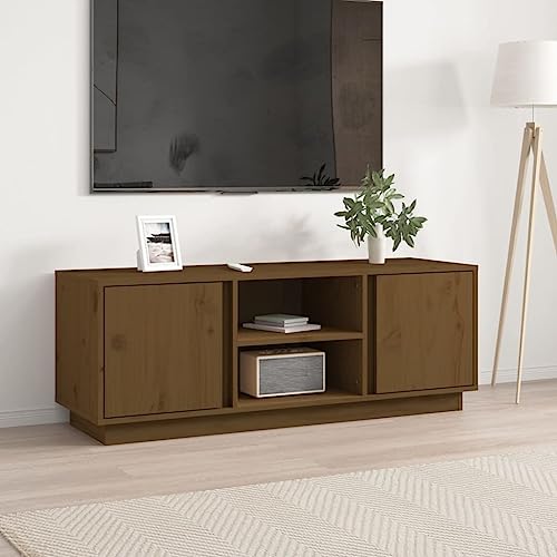 Youuihom TV-Schrank Aufbewahrungsschrank Wohnzimmer-TV-Schrank Sideboard Honigbraun 110x35x40,5 cm Massivholz Kiefer Geeignet für Wohnungen, Wohnzimmer, Eingangshallen