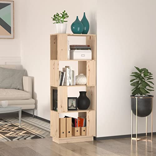 QZZCED Dekoratives Regal Wohnzimmerregal Bücherschrank Büro-Bücherregal Bücherregal/Raumteiler 51x25x132 cm Massivholz Kiefer für Büro, Arbeitszimmer, Küche