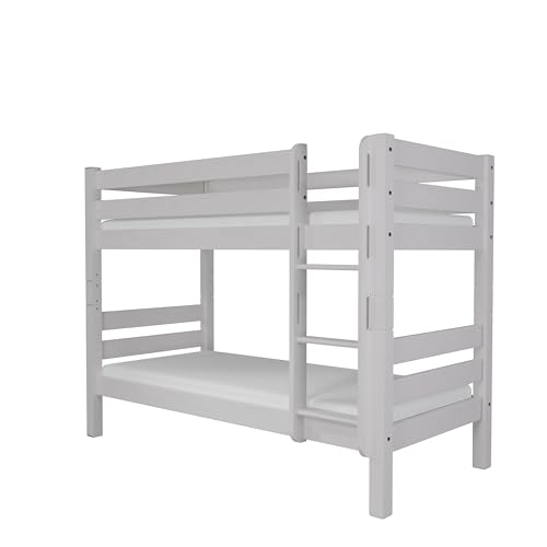 fornera f25 Massivholz Etagenbett für 2 Kinder aus Kernbuche 90x200cm - Doppelstockbett Hochbett mit Lattenrost - Kinderhochbett mit Treppe