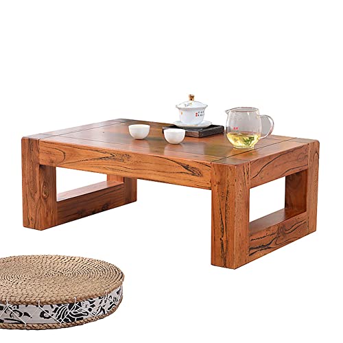 ANYURAN Tatami-Tisch, moderner Massivholz-Couchtisch, Massivholz-Erkerfensterti sch, japanischer Couchtisch, für Wohnzimmer, Balkon,80 * 50 * 30CM
