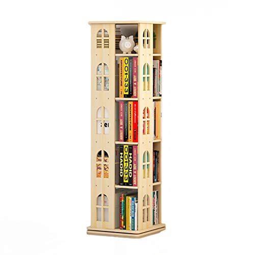 CD Regal CD-Aufbewahrungsregal 360 ° drehbares Bücherregal, Multifunktions-CD-Rack aus Massivholz, 4/5 Layer Simple Student Kinderecke Bücherregal Fußboden Lagerregal ( Size : 5 layer/151*44*44cm )