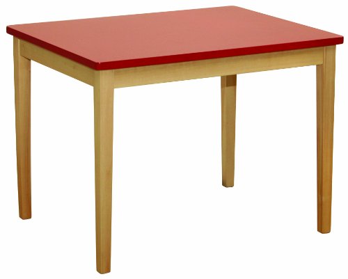 roba Kindertisch, aus Massivholz gefertigt, Tischplatte rot lackiert