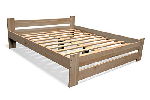 Best For You Massivholzbett Doppelbett Futonbett Massivholz Natur Seniorenbett erhöhtes Bett aus 100% Naturholz mit Kopfteil und Lattenrost viele Größen (140x200 cm)