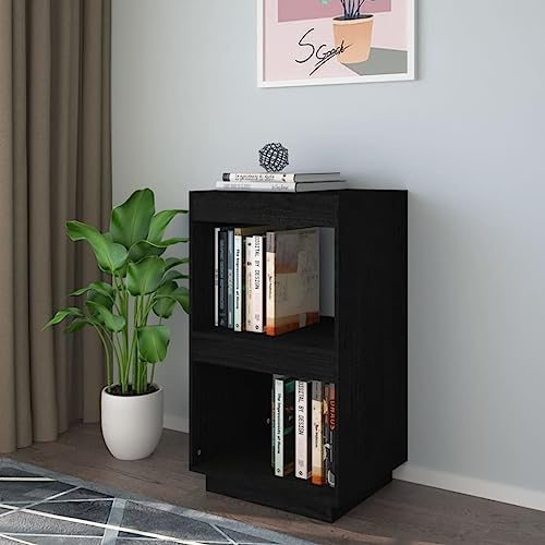 UTSRABFA Bookshelf Aktenregal Regal Schlafzimmer Manga Regal Bücherregal Schwarz 40x35x71 cm Massivholz Kiefer Geeignet für Bad, Wohnzimmer, Balkon, Küche