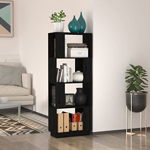 UTSRABFA Bücherregal Kellerregal Treppenregal Abstellraum Regal Bücherregal/Raumteiler Schwarz 51x25x132 cm Massivholz Kiefer Geeignet für Bad, Wohnzimmer, Balkon, Küche