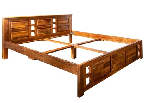 MASSIVMOEBEL24.DE | Oxford Bett aus Massivholz #0251 | Akazienholz - Honig, lackiert | Kolonialstil | 140x200x90 cm | Vollholzbett Doppelbett aus Akazie