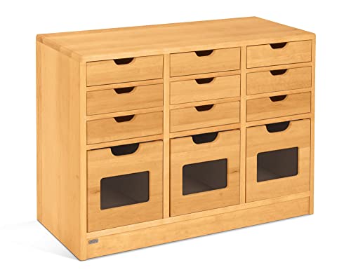 BioKinder Ordnungsregal Standregal Regal breit mit Boxen und Schubladen aus zertifiziertem Massivholz Erle 37 x 86 x 64 cm