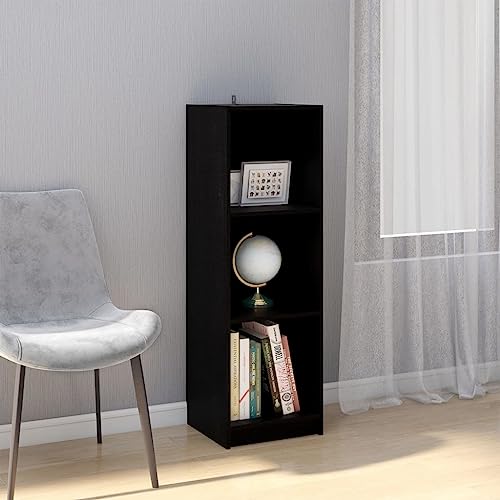 QZZCED Dekoratives Regal Wohnzimmerregal Bücherschrank Büro-Bücherregal Bücherregal/Raumteiler Schwarz 36x33x110 cm Massivholz Kiefer für Arbeitszimmer, Schlafzimmer, Wohnzimmer