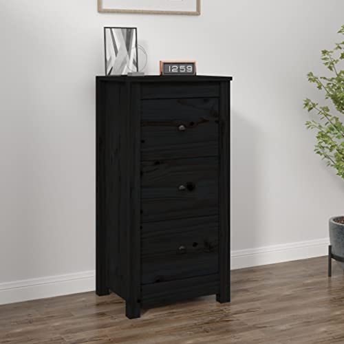 ZQQLVOO Sideboard Schwarz 40x35x80 cm Massivholz Kiefer, Chest of Drawers, Kommode, Flurschrank, Komodenschrank, Wäscheschrank für Ihr Schlafzimmer