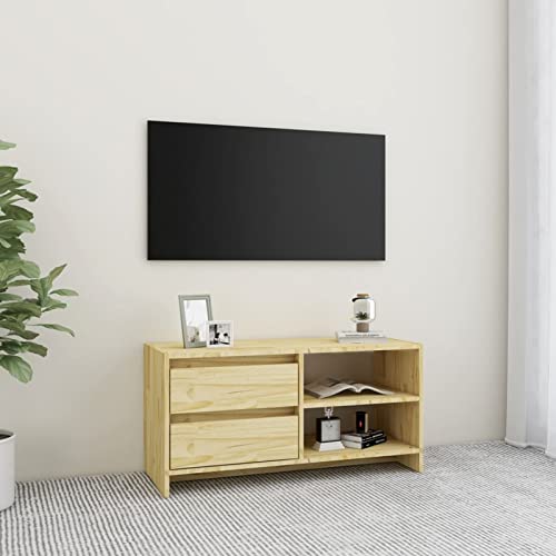 Chenshu TV-Schrank, Fernsehtisch, Tv Lowboard, Fernsehschrank, Tv Bank, Tv Table, Tv Kommode, 80x31x39 cm Massivholz Kiefer