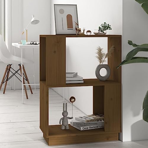 UTSRABFA Bücherregal Vitrinenschrank Lagerregal Bookshelf Flurschrank Bücherregal/Raumteiler Honigbraun 51x25x70cm Massivholz Kiefer Geeignet für Küche, Speisekammer, Diele, Balkon