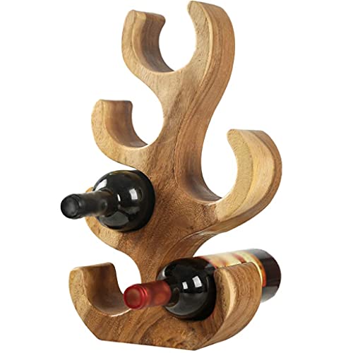 GAXQFEI Weinregale Weinflasche Halter Tisch Top Restaurant Massivholz Weinflasche Rack, Küchenarbeitsplatte Weinregal, Tischdekoration, Kann 6 Flaschen Halten/Natürlich/23.5 * 9 * 41Cm