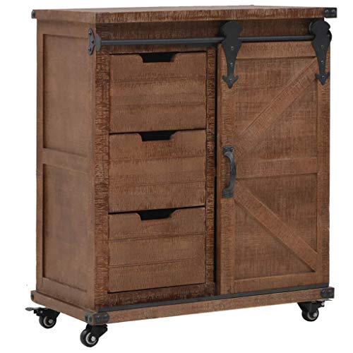 Atlojoys Aufbewahrungsschrank,, Büroschrank, Waschbeckenunterschrank, Badezimmerschrank, Unterschrank, Tannenholz Massiv 64x33,5x75 cm Braun