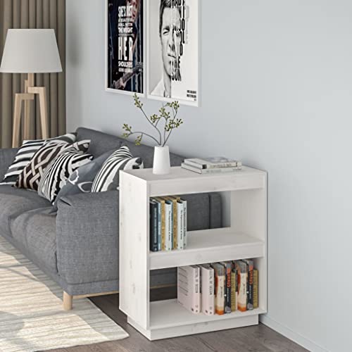 UTSRABFA Bücherregal Wohnzimmer Regal DVD Regal Schallplatten RegalBücherregal Weiß 60x35x71 cm Massivholz Kiefer Geeignet für Sammlungsraum, Büro, Wohnzimmer, Küche