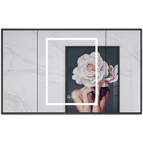 Samnuerly Nordic Minimalist Spiegelschränke Intelligente Badezimmerspiegelschränk e Versteckte Spiegelschränke Massivholz Klappspiegelschränke Wand-Mo