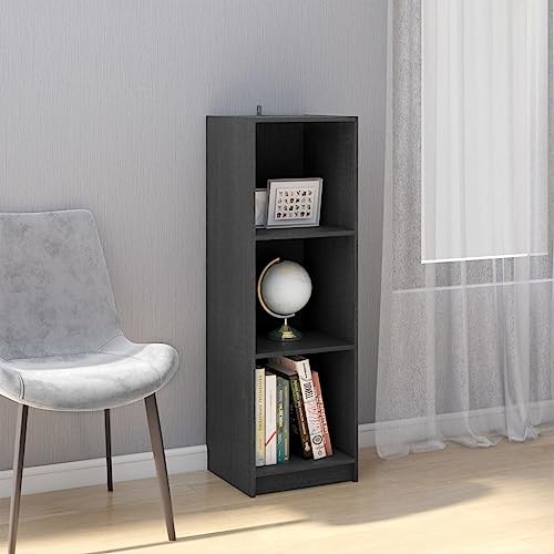 UTSRABFA Bücherregal Wohnzimmer Regal DVD Regal Schallplatten RegalBücherregal/Raumtei ler Grau 36x33x110 cm Massivholz Kiefer Geeignet für Arbeitszimmer, Sammlungsraum, Schlafzimmer, Badezimmer