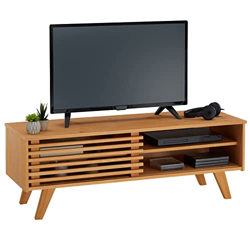 IDIMEX TV Lowboard Sean, schöner Fernsehtisch mit 2 Fächer, praktisches TV Möbel mit Schiebetür, reizendes Sideboard aus massiver Kiefer gebeizt