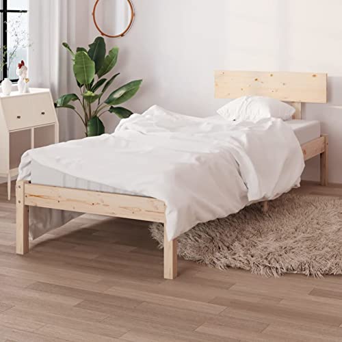 Gecheer Massivholzbett Holzbett Futonbett Bett Holz Einzelbett Futonbetten Komfortbett Bettrahmen Schlafzimmerbett Massivholz Kiefer 75x190 cm