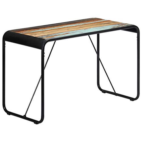 Festnight Esstisch Esszimmertisch Küchen Tisch mit Stahlbeine Wohnzimmer Tisch Schreibtisch Arbeitstisch Holztisch 118×60×76 cm Recyceltes Massivholz