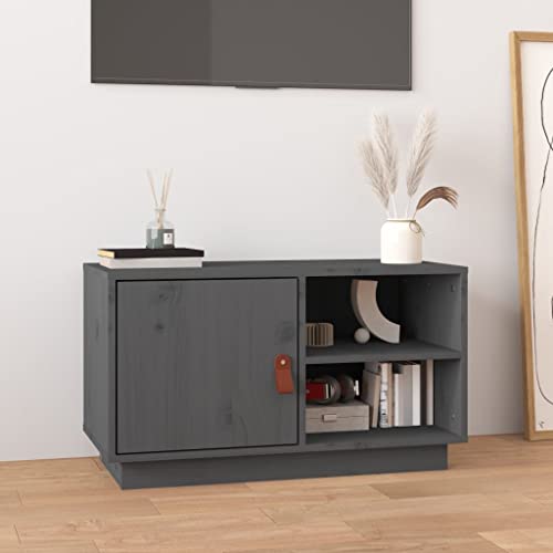 Youuihom TV-Schrank Aufbewahrungsschrank Wohnzimmer-TV-Schrank Sideboard Grau 70x34x40 cm Massivholz Kiefer Geeignet für Eingang, Arbeitszimmer, Wohnzimmer