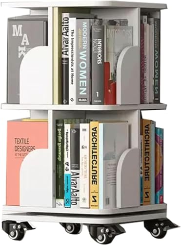 BIVVI Bücherregal 360° drehbares Bücherregal, Massivholz-Bücherregal mit Rollen, Rack-Bücherregal, Zuhause, Wohnzimmer, Boden-Bücherregale