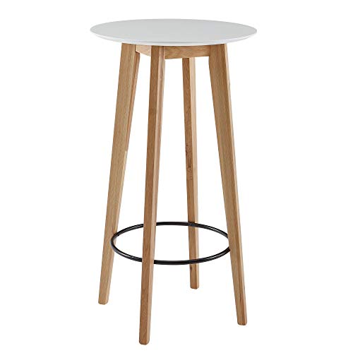 FineBuy Stehtisch 60x110x60 cm Weiß | Bartisch für 4 Personen | Moderner Tisch für Bar | Design Partytisch Holz | Hochtisch Eiche Skandinavisch