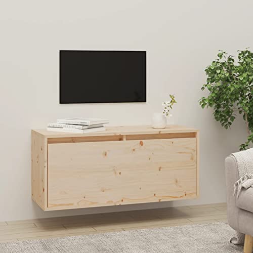 ZEYUAN Wandschrank, TV Sideboard, Medienkonsolesideboard, Lowboard Schwebend, Schrankhalterungen Wand, 80x30x35 cm Massivholz Kiefer