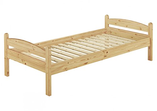 Erst-Holz® Einzelbett Jugendbett 90x200 Kieferbett Natur Massivholz Futonbett Rollrost 60.32-09