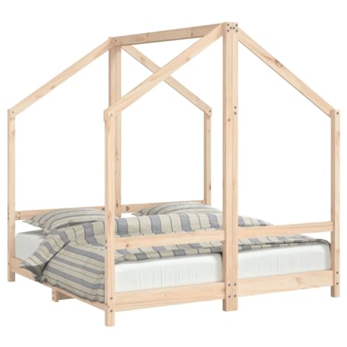 vidaXL Kinderbett, Bett Bettgestell mit Lattenrost, Hausbett Doppelbett für Kinder ab 4 Jahren, Holzbett Kleinkinderbett, 2X(70x140) cm Massivholz Kiefer