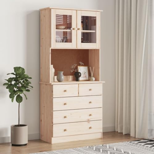 Camerina Highboard Beistellschrank Sideboard Schlafzimmer Wohnzimmer MöBel Wohnzimmerschrank ALTA 77x35x165 cm Massivholz Kiefer - 3187779