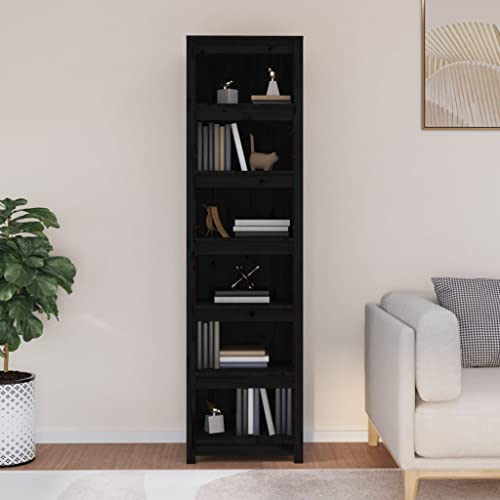 DCRAF Möbelset Bücherschrank schwarz 50x35x183 cm Massivholz Kiefer