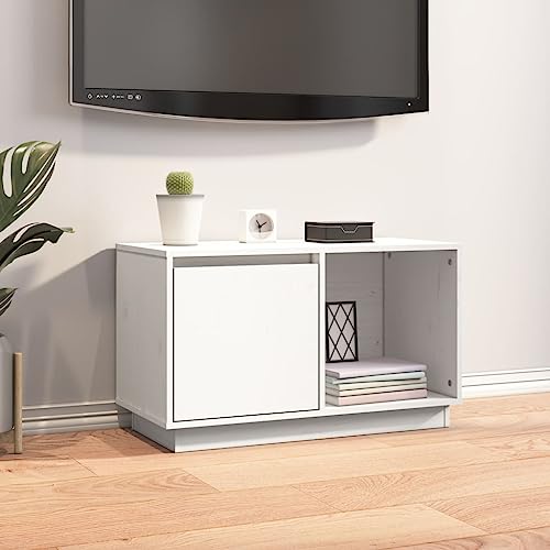 Youuihom TV-Schrank Aufbewahrungsschrank Wohnzimmer-TV-Schrank Sideboard Weiß 74x35x44 cm Massivholz Kiefer Geeignet für Wohnungen, Wohnzimmer, Eingangshallen