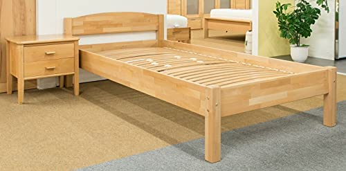 Holzbett 180x200 cm Buche Natur Ehebett Komfortbett stabil