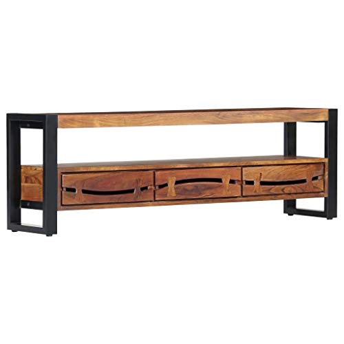 RONGQI TV-Schrank, Fernsehtisch, Tv Lowboard, Fernsehschrank, Tv Bank, Tv Table, Tv Kommode, 140×30×45 cm Massivholz Akazie