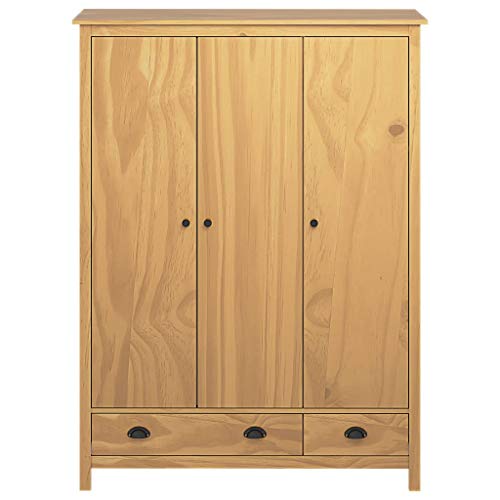 pedkit Kleiderschrank mit 3 Türen Dielenschrank Wohnzimmerschrank Hill Range 127x50x170cm Kiefer Honigbraun