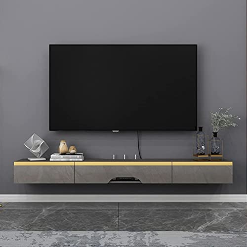 Pmnianhua TV Board Hängend, TV-Schrank TV-Board Lowboard, Modern Fernsehschrank, Multimedia Wandregal Großer Speicher mit 3 Türen für Wohnzimmer Schlafzimmer & Büro (120cm, Dunkelgrau)