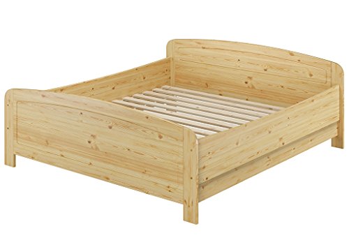 Erst-Holz® Seniorenbett extra hoch 180x200 Doppelbett Holzbett Massivholz Kiefer Bett mit Rollrost 60.44-18