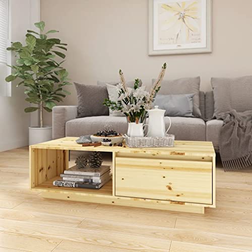 WEMYUFURN Couchtisch 110x50x33,5 cm Massivholz Tanne, Couchtisch, Wohnzimmertisch, Beistelltisch - für Wohnzimmer und Büro - Mittelpunkt für Ihr Zuhause