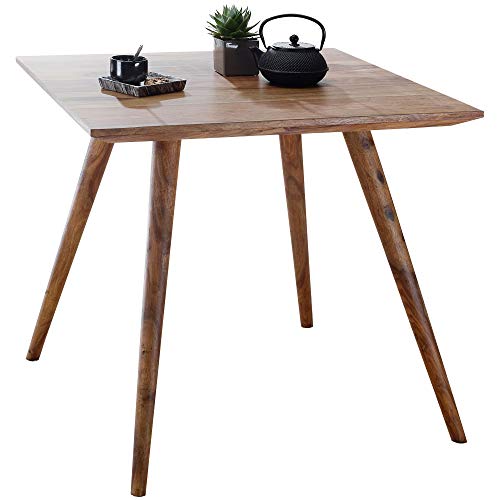 FineBuy Esszimmertisch 80 x 80 x 76 cm Sheesham rustikal Massiv-Holz | Design Landhaus Esstisch | Tisch für Esszimmer quadratisch | 4 Personen